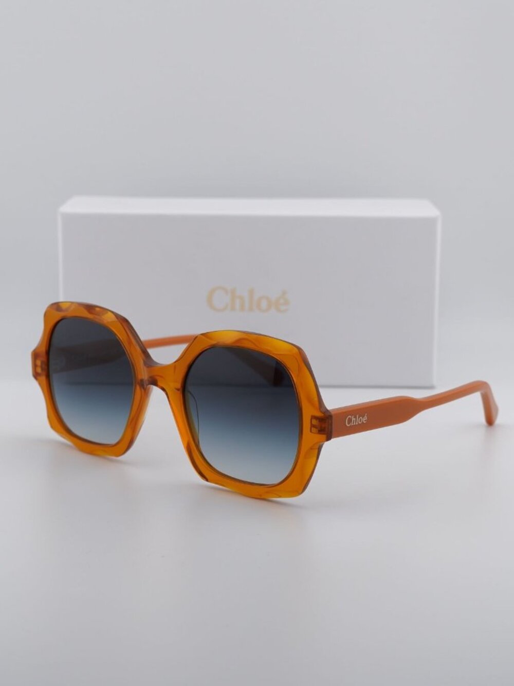 Chloe CH0226S 004 Square Sunglasses - Shiny Orange / Grey Gradient